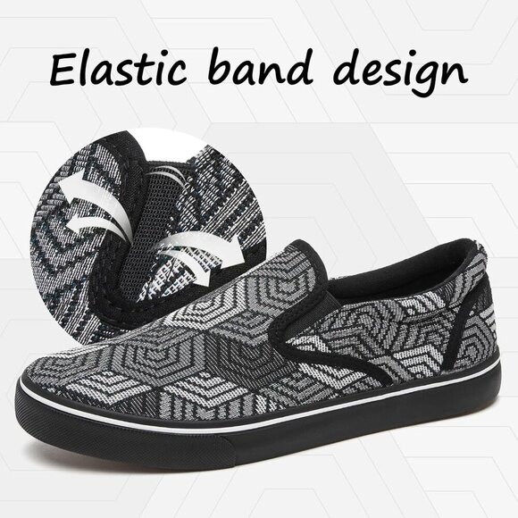 〽️Closed Toe Loafers Sneakers Men\'s Black Canvas Slip On Casual Lightweight main image 4